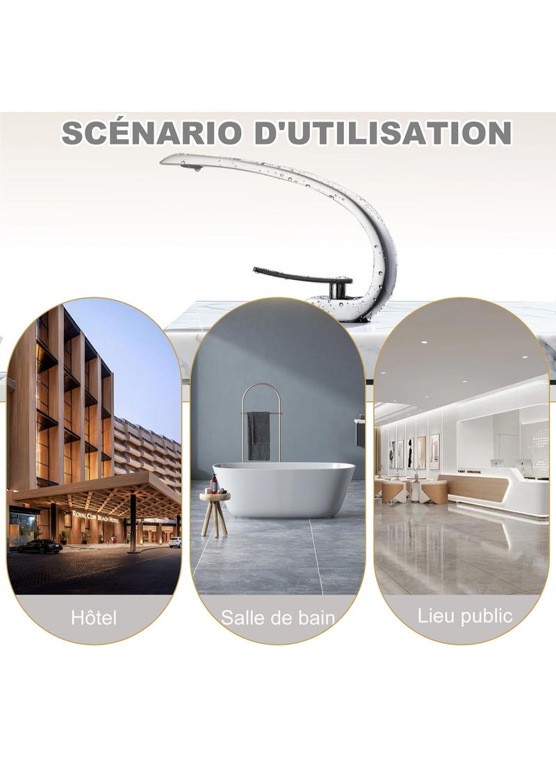 YD Modern Single Handle Kitchen Faucet with High Arc Spout, Deck Mounted Sink Tap, Smooth Water Flow Kitchen Faucet, Durable Metal Construction, Easy Control Mixer for Home Kitchen - Image 4